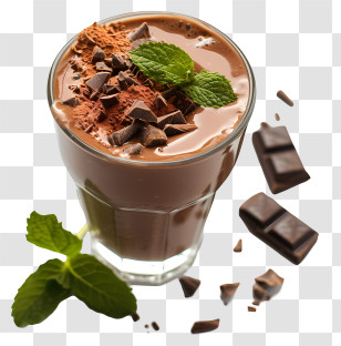 Chocolate Mint Day - Chocolate Milkshake With Mint Decoration Transparent PNG