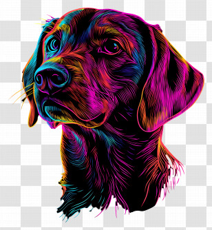 Neon Line - Abstract Neon Portrait Of A Dog Transparent PNG