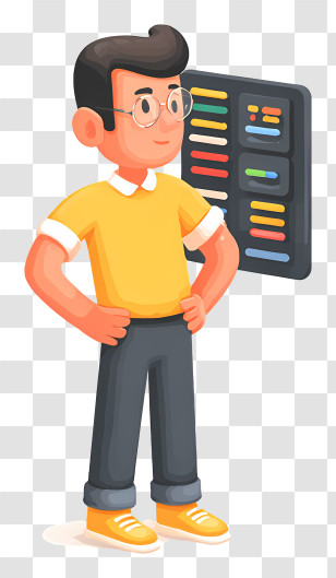 Developer Finding Error - Man With Glasses And Presentation Board Transparent PNG