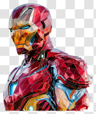 Iron Man - Red-Plated Futuristic Armored Design Transparent PNG