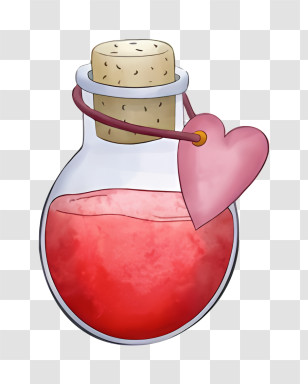 Glass Vial - Love Potion In A Bottle With Heart Tag Transparent PNG