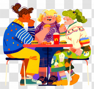 Eating Fast Food - Friends Enjoying Fast Food Together Transparent PNG