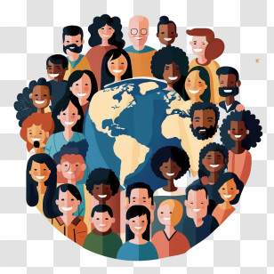 World Population Day
 - Diverse Community Surrounding Earth Illustration Transparent PNG