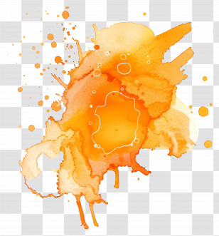 Orange Splash - Vibrant Orange Watercolor Splash Transparent PNG