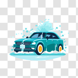 Car Wash - Car Washing With Foamy Splash Illustration Transparent PNG