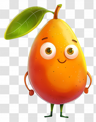 Cartoon Mango - Smiling Cartoon Mango Character Transparent PNG