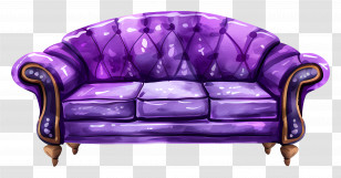 Purple Sofa - Luxurious Purple Sofa Illustration Transparent PNG