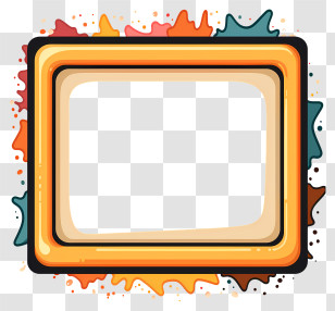 Pop Art Golden Frame - Colorful Decorative Frame Transparent PNG