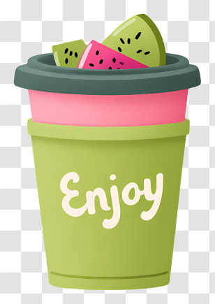 Enjoy Smoothie Logo - Green 'Enjoy' Watermelon Cup Transparent PNG