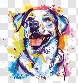 Dog - Playful Colorful Dog Illustration Transparent PNG