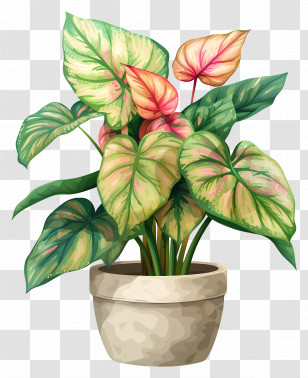 Ornamental Plant - Potted Caladium Plant Illustration Transparent PNG