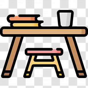 Camping Table - Desk With Books And Cup Transparent PNG