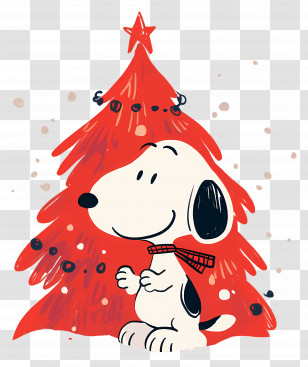 Snoopy - Snoopy With Red Christmas Tree Holiday Art Transparent PNG