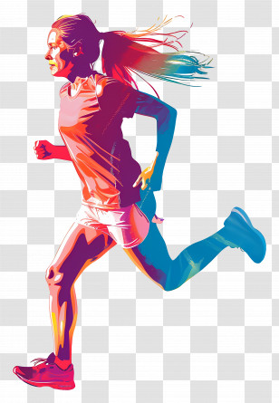 Woman Jogging - Running Woman Colorful Illustration Transparent PNG