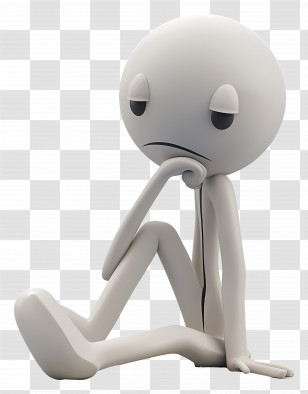 Stick Figure Bored - Minimalistic Sad Stick Figure In Thoughtful Pose Transparent PNG