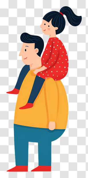 Little Girl Sat On Fathers Shoulder - Father Giving Daughter A Shoulder Ride Transparent PNG