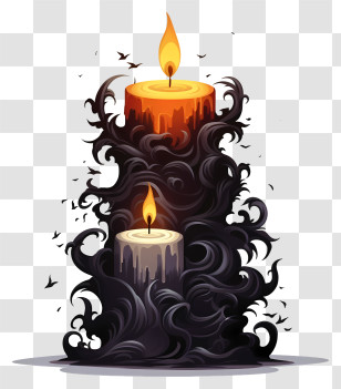 Candle Drawing - Dark Melting Candles With Smoky Effect Transparent PNG