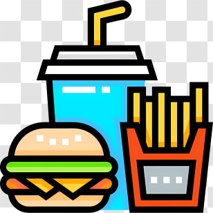 Keywords Hamburger - Fast Food Combo Illustration With Burger, Fries, And Drink Transparent PNG