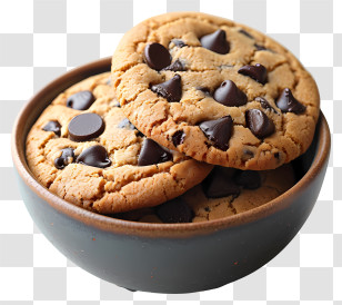 Chocolate Chip Cookies In Bowl - Stacked Chocolate Chip Cookies In Bowl Transparent PNG