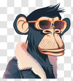 Monkey - Stylish Cartoon Ape With Sunglasses Transparent PNG