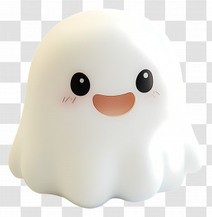 Kawaii Ghost - Smiling Friendly Ghost Cartoon Illustration Transparent PNG