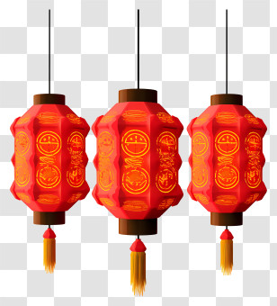 Red Paper Lanterns - Traditional Red Chinese Lanterns Transparent PNG