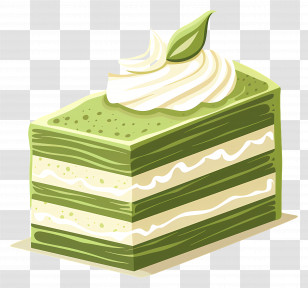 Matcha Cake - Matcha Green Tea Cake Slice Illustration Transparent PNG
