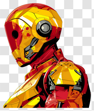 Bioman - Futuristic Yellow And Red Robot With Metallic Armor Transparent PNG