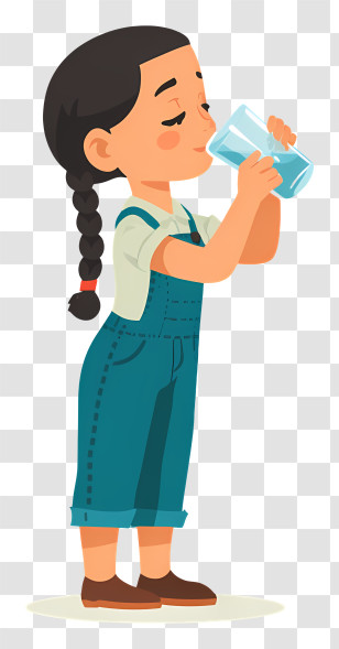 Girl Drinking Fresh Water - Girl Drinking Water In Casual Outfit Transparent PNG