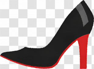 High Heels - Stylish Black High-Heel Shoe With Red Sole Transparent PNG