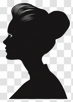 Elegant Woman Silhouette - Classic Silhouette Of A Woman With Bun Hairstyle Transparent PNG