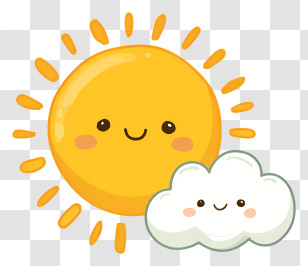 Sun And Cloud - Smiling Sun And Cloud Cartoon Transparent PNG