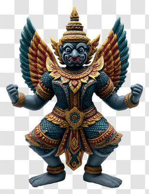 Garuda Art - Colorful Mythical Creature Statue Transparent PNG