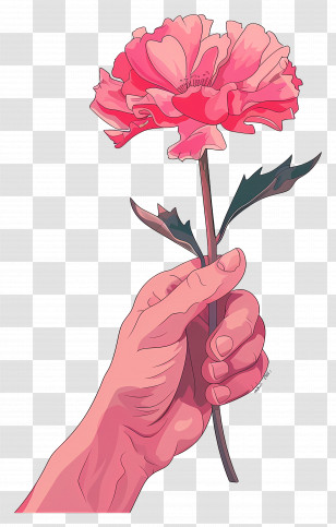 World Kindness Day - Hand Holding A Pink Carnation Illustration Transparent PNG