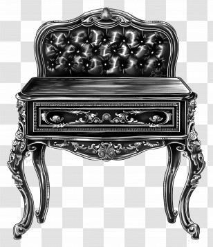 Antique Furniture - Ornate Black Vintage Desk Transparent PNG