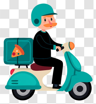 Food Delivery Service - Pizza Delivery Scooter With Rider Transparent PNG