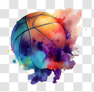 Art - Vibrant Watercolor Basketball Transparent PNG