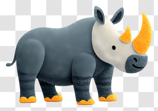 World Rhino Day - Cartoon Rhino With Orange Horns Transparent PNG