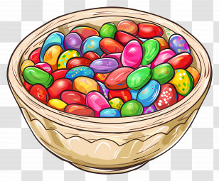 Candy Bowl - Bowl Of Colorful Jelly Beans Transparent PNG