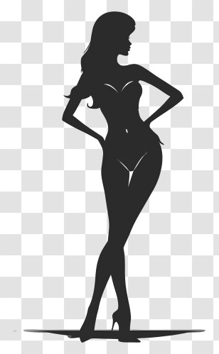 Sexy - Elegant Woman Silhouette In Fashion Pose Transparent PNG