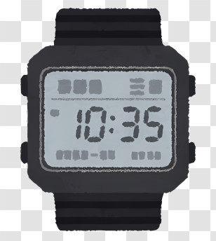 Clipart - Black Digital Watch Showing 10:35 Transparent PNG