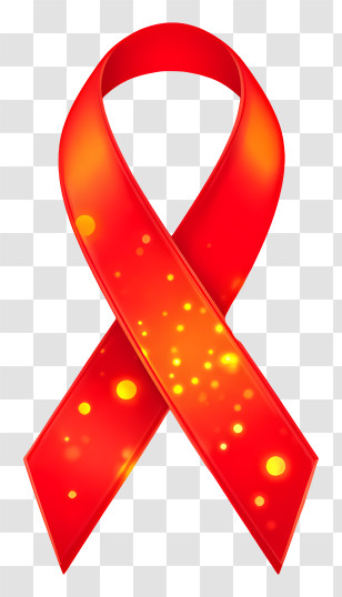 Luminous Red Ribbon Symbol - Red Awareness Ribbon Icon Transparent PNG