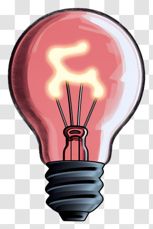 Red Light Bulb - Glowing Light Bulb Illustration Transparent PNG