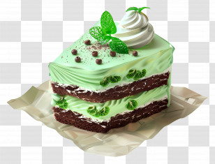 Minty Fresh Cake - Delicious Mint Chocolate Cake Slice Transparent PNG