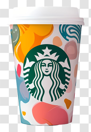 Starbucks Coffee Cup - Coffee Cup With Vibrant Pattern Design Transparent PNG