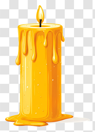 Candle Wax Dripping - Yellow Candle With Wax Dripping Transparent PNG