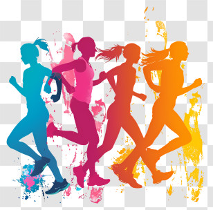 Girls And Women In Sports - Colorful Runners In Motion Transparent PNG