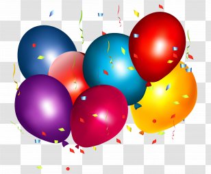 Balloon Confetti Party Clip Art - Cartoon - Colorful Balloons With Clipar Image Transparent PNG
