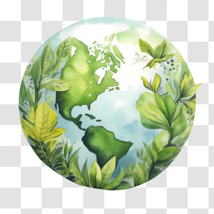 Green Planet - Nature-Inspired Earth Illustration Transparent PNG