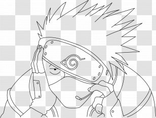 Kakashi Hatake Rock Lee Line Art Black And White Sketch - Silhouette - Naruto Transparent PNG